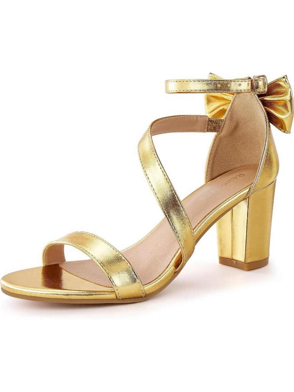 Women's Gold Faux Leather Comfortable Cute & Comfy Wedding Stylish Heel Sandals